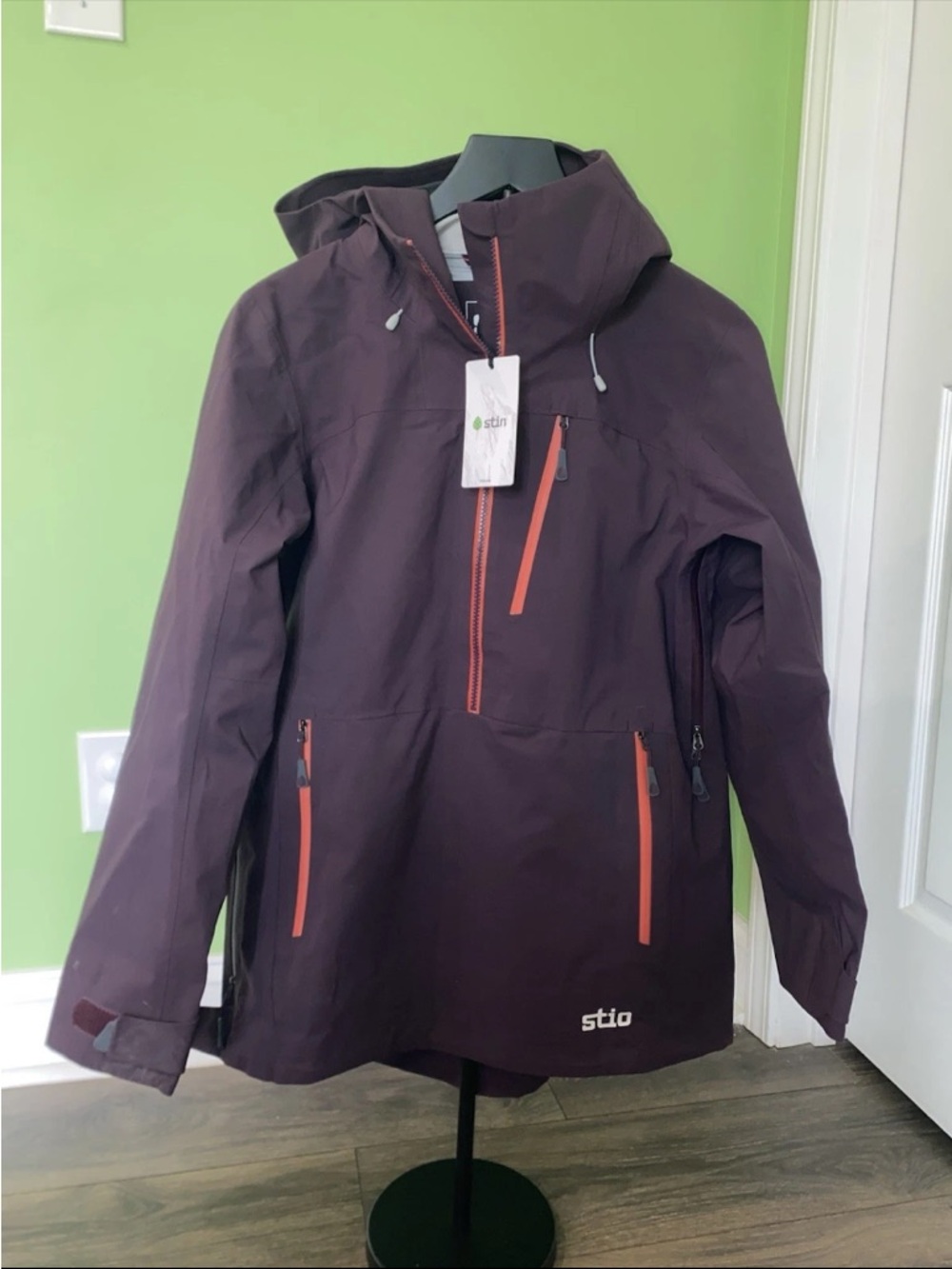 Stio Plum Hooded Anorak with Coral Zip Accents